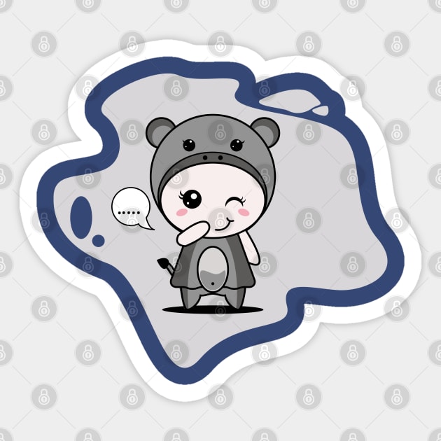 Cute Hippopotamus Character Sticker by NayaRara